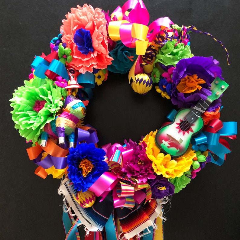 Fiesta wreath, Fiesta San Antonio 2020, Viva Fiesta wreath, Cinco De Mayo wreath, Fiesta theme party decor, Fiesta wedding wreath image 1