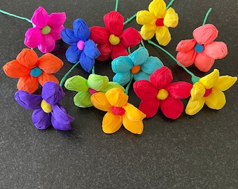 Fiesta Paper flowers, Mexican paper flowers, Mexican fiesta Crepe paper flowers, bouquet flowers, small fiesta flowers, flowers for crown