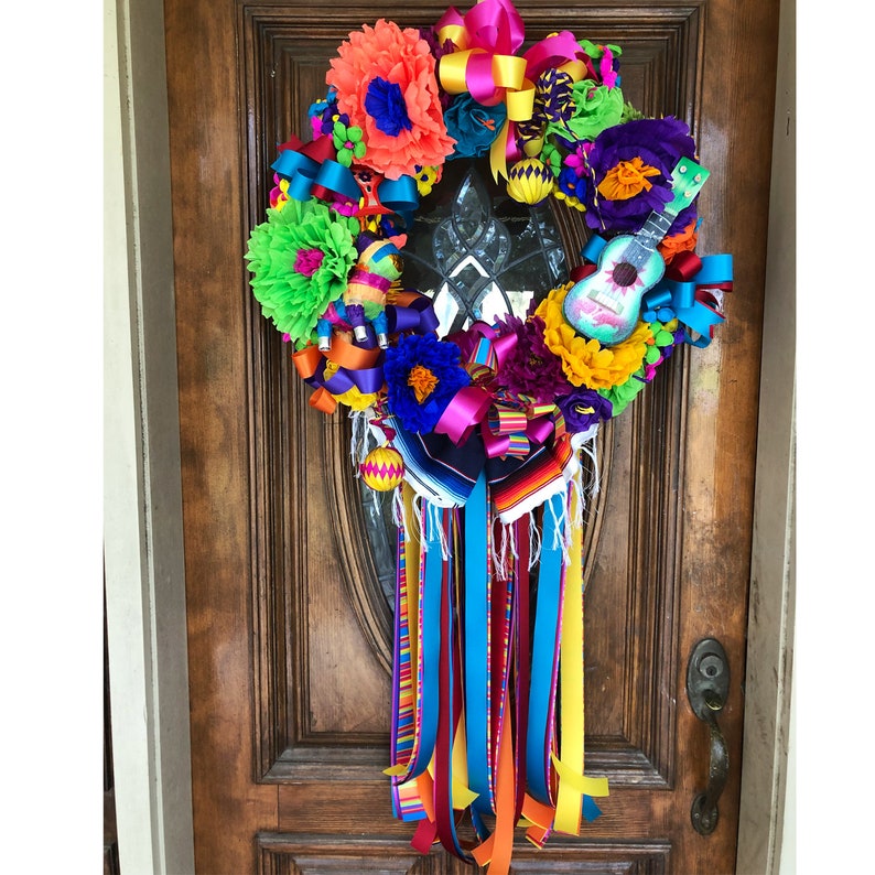 Fiesta wreath, Fiesta San Antonio 2020, Viva Fiesta wreath, Cinco De Mayo wreath, Fiesta theme party decor, Fiesta wedding wreath image 9