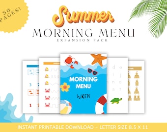 夏の楽しみ拡張パック 朝メニュー - 朝メニュー印刷可能 - ホームスクール印刷可能 - 幼児学習 - 幼稚園準備