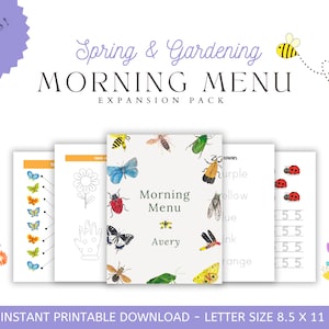 May include: A set of printable worksheets for children featuring a spring and gardening theme. The worksheets include activities such as tracing, counting, and colour recognition. The worksheets are designed for children aged 3-5 and are perfect for preschool or kindergarten.