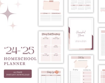 Minimalistischer Homeschool-Planer, Homeschool-Planer, 2024-2025 Kalender, Homeschool-Planer druckbare, digitaler Download Homeschool-Planer