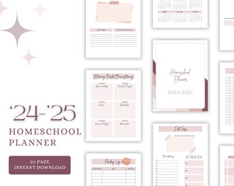 Minimalist Homeschool Planner, Homeschool Planner, 2024-2025 Calendars, Homeschool Planner Printable, Digital Download Homeschool Planner