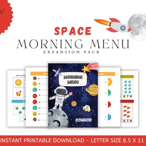 Space Expansion Pack Morning Menu - Morning Menu Printable - Homeschool Printables - Toddler Learning - Kindergarten Prep
