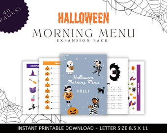 Halloween Fun Expansion Pack Morning Menu - Morning Menu Printable - Homeschool Printables - Toddler Learning - Kindergarten Prep