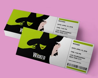 custom tickets wicked broadway musical theatre souvenir etsy