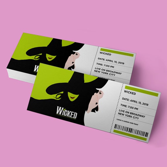 CUSTOM Tickets WICKED Broadway Musical Theatre Souvenir Etsy Singapore