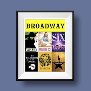 CUSTOM BROADWAY PRINT - 6 Shows | Broadway, Musical Theatre, Typography Printable, Digital Download, Wall Art Print, 11x14