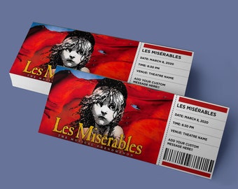 CUSTOM Tickets - Les Misérables | Broadway, Musical Theatre, Souvenir Keepsake Tickets, Digital Download