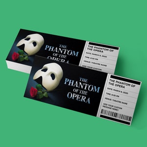 CUSTOM Tickets - The Phantom of the Opera | Broadway, Musical Theatre, Souvenir Keepsake Tickets, Digital Download