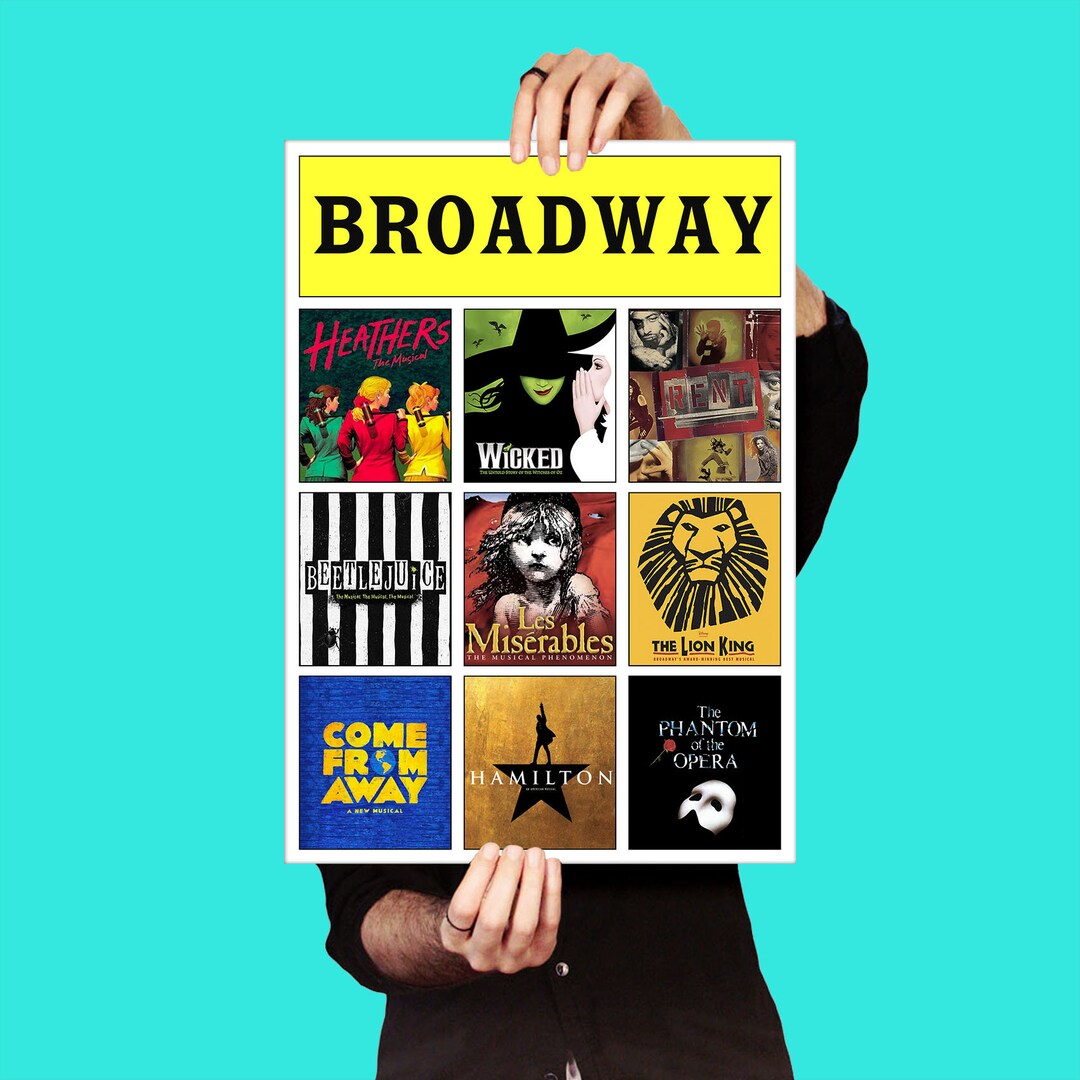 CUSTOM BROADWAY POSTER 9 Shows Digital Print Broadway, Musical Theatre, Typography Printable