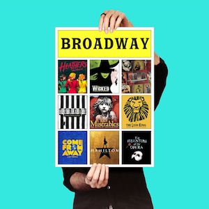 CARTAZ PERSONALIZADO DA BROADWAY - Impressão digital de 9 shows | Broadway, teatro musical, tipografia para impressão, impressão de arte de parede, 16 x 20 polegadas