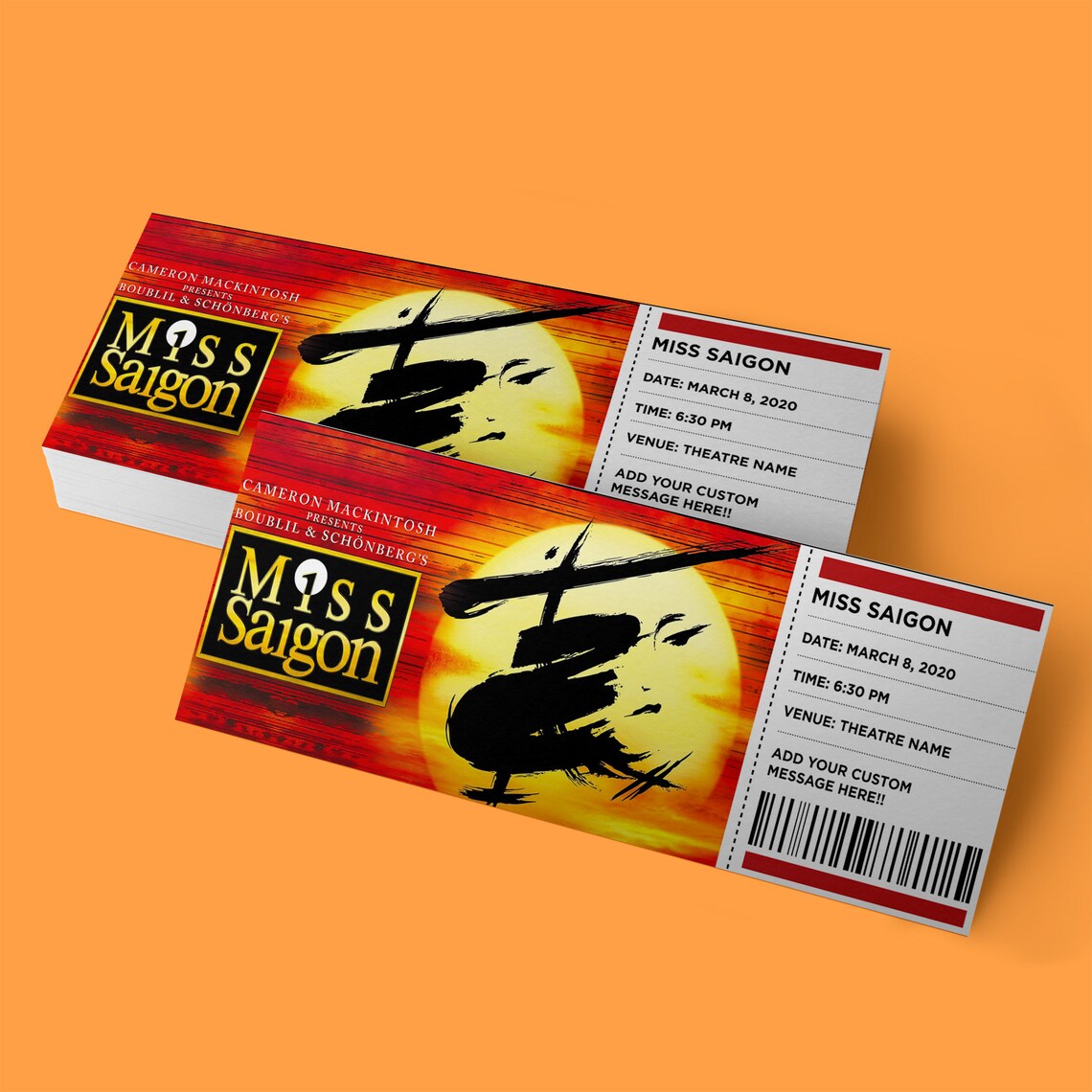 CUSTOM Tickets Miss Saigon Broadway Musical Theatre Etsy