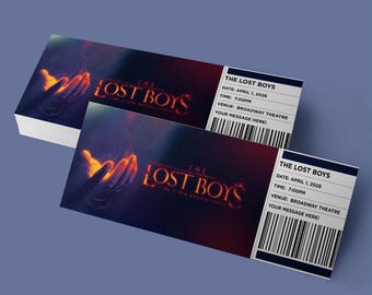 CUSTOM Tickets - Lost Boys | Broadway, Musical Theatre, Souvenir Keepsake Tickets, Digital Download