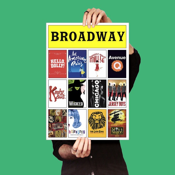 CUSTOM BROADWAY POSTER - 12 Shows | Broadway, Musical Theatre, Typography Printable, Digital Download, Wall Art Print, 16x20