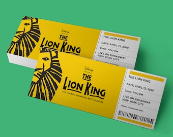 custom tickets the lion king broadway musical theatre etsy