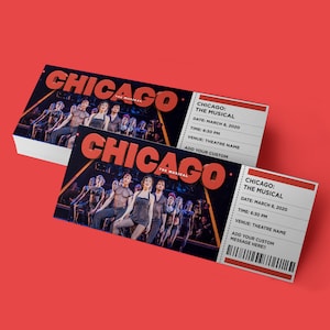 CUSTOM Tickets - Chicago The Musical | Broadway, Musical Theater, Souvenir Andenken Karten, digitaler Download