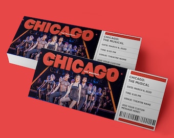 CUSTOM Tickets Chicago the Musical Broadway Musical Theatre Souvenir Keepsake Tickets Digital Download Etsy