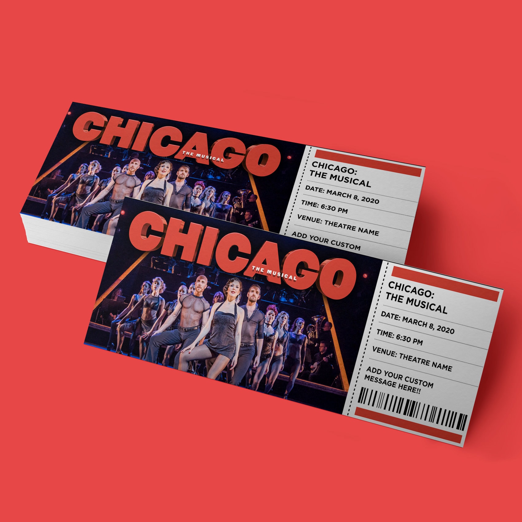 CUSTOM Tickets Chicago The Musical Broadway Musical Etsy