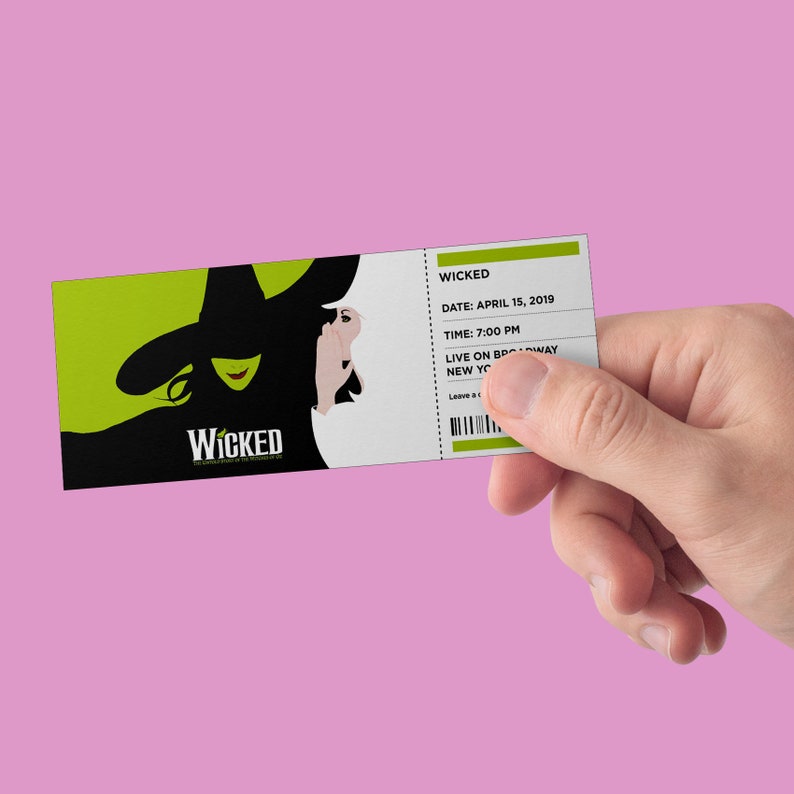CUSTOM Tickets WICKED Broadway Musical Theatre Souvenir Etsy Singapore