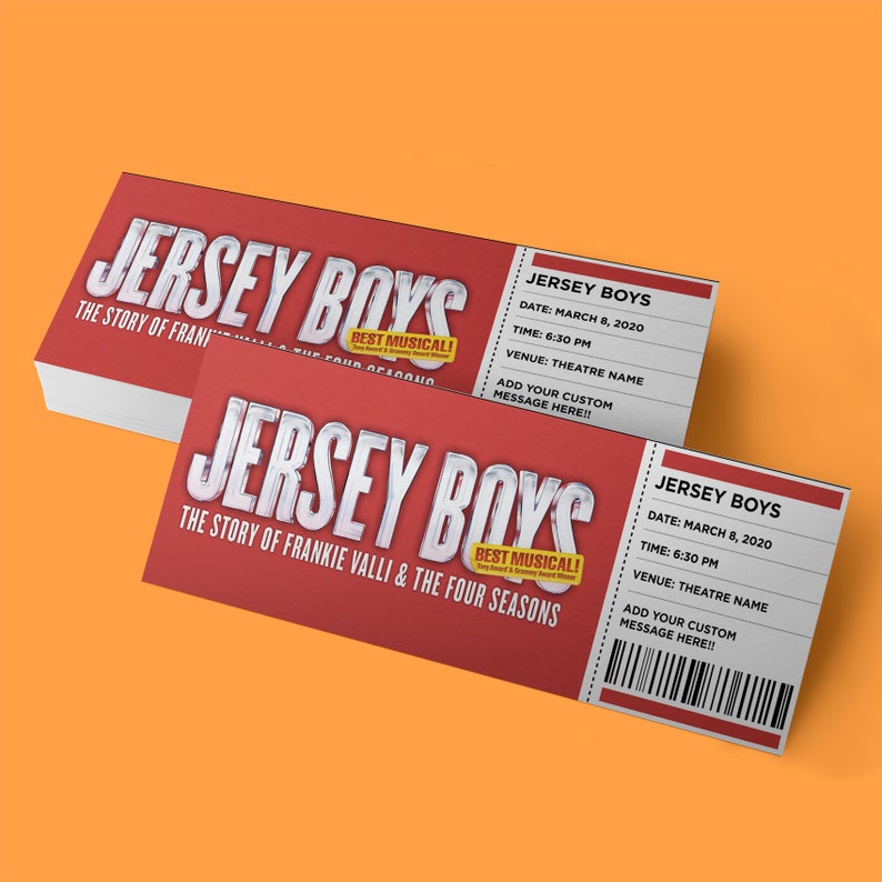CUSTOM Tickets Jersey Boys Broadway Musical Theatre Etsy