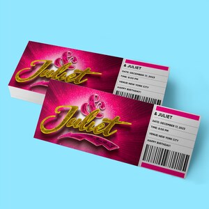 CUSTOM Tickets - & Juliet | Broadway, Musical Theatre, Souvenir Keepsake Tickets, Digital Download