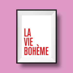 レンタル：La Vie Boheme | ブロードウェイ、ミュージカル劇場、印刷可能なタイポグラフィ、インスタントデジタルダウンロード、ウォールアートプリント、8x10