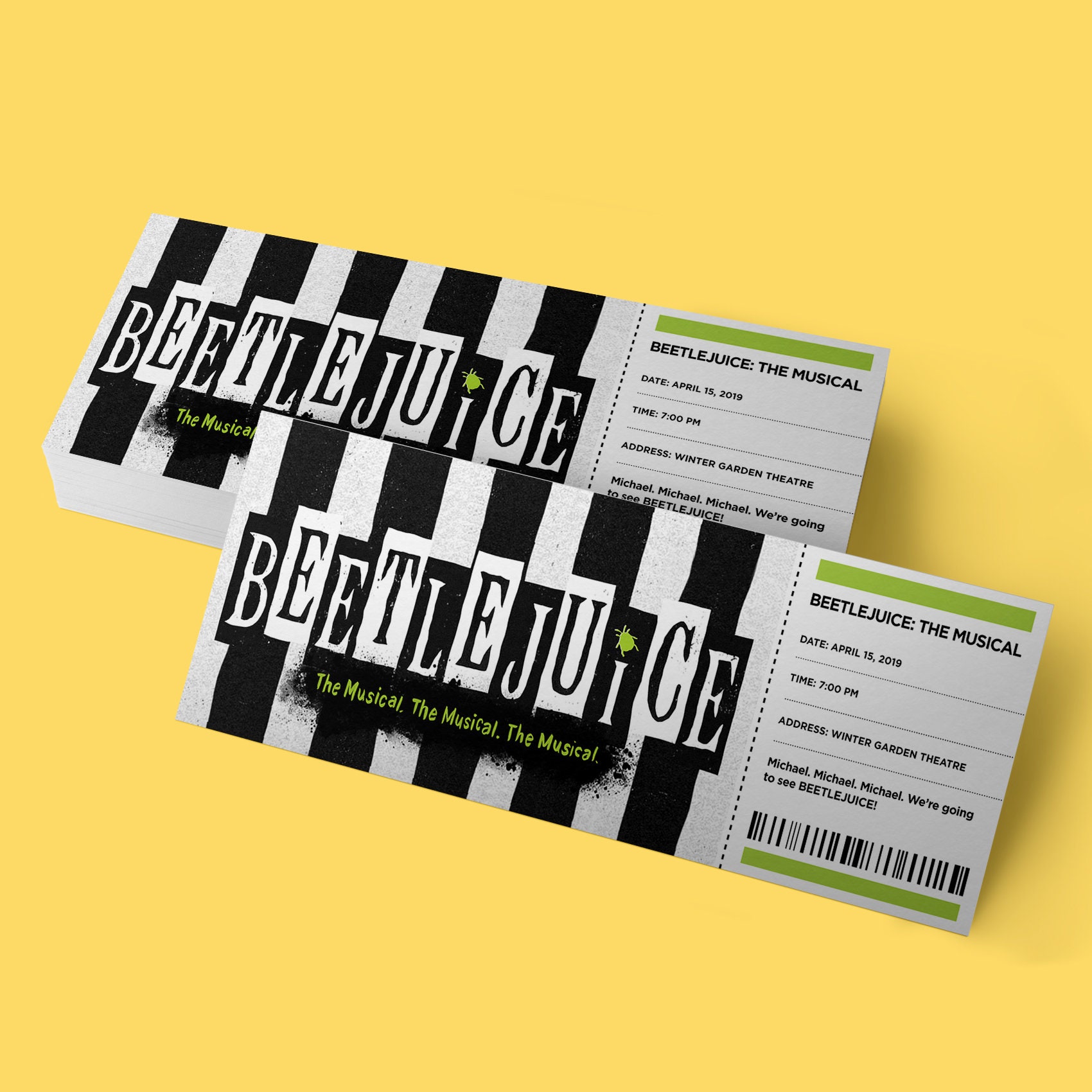 CUSTOM Tickets Beetlejuice Broadway Musical Theatre Etsy
