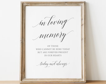 PRINTABLE - In Loving Memory -  Those Forever Present In Our Hearts - Wedding Bridal Shower Reception Ceremony Memorial Sign Loved Ones Lost