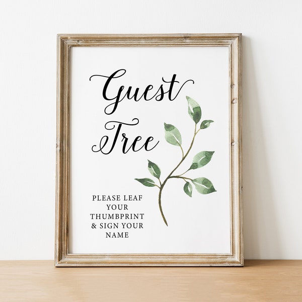 PRINTABLE - Guest Tree - Leaf Your Thumbprint Sign Your Name - Wedding Tree Signing Book Thumbprint Fingerprint Guest Book Sign - DIY Print