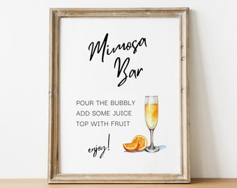 PRINTABLE - Mimosa Bar Drink Sign - Bridal Shower Baby Shower Wedding Bar Anniversary Engagement Champagne Wine Printable DIY Digital File