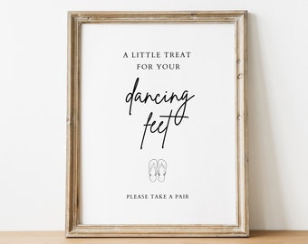 PRINTABLE - A Treat For Your Dancing Feet Sign - Wedding Dance Floor Signage - Flip Flops Sandals Wedding Reception Party Event Digital DIY