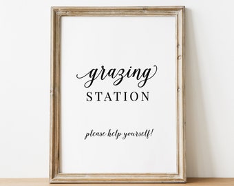 PRINTABLE - Grazing Station - Wedding Reception Cocktail Hour Grazing Table Snack Bar Help Yourself DIY Digital File Download Print Yourself