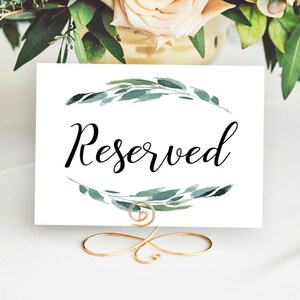 5 x 7 Reserved Wedding Sign PRINTABLE Greenery Eucalyptus Leaf Bride Groom Family Friends Ceremony Reception DIY Download File 4 x 6