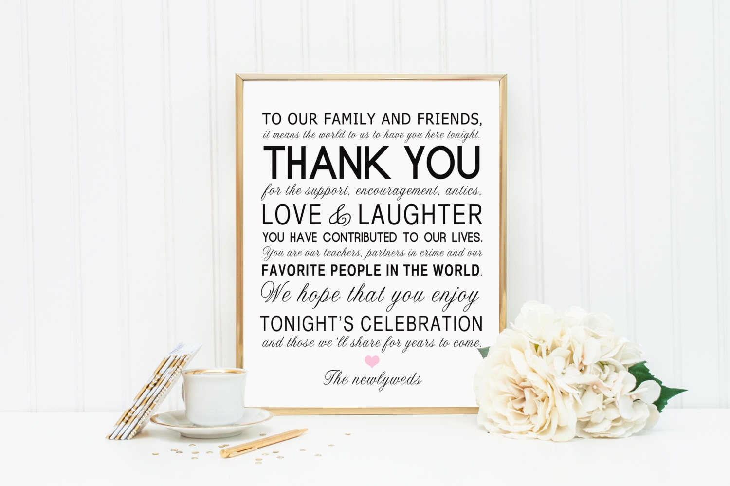 PRINTABLE Thank You Family Friends Wedding Reception