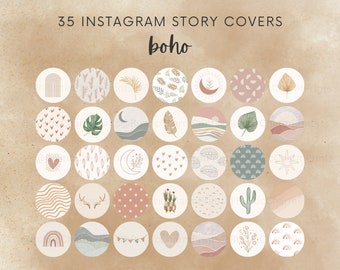 35 Instagram Story Highlight Covers -Boho Neutral Tones Plants IG Story Icons Earthy Minimalist - Content Creator Influencer Blogger