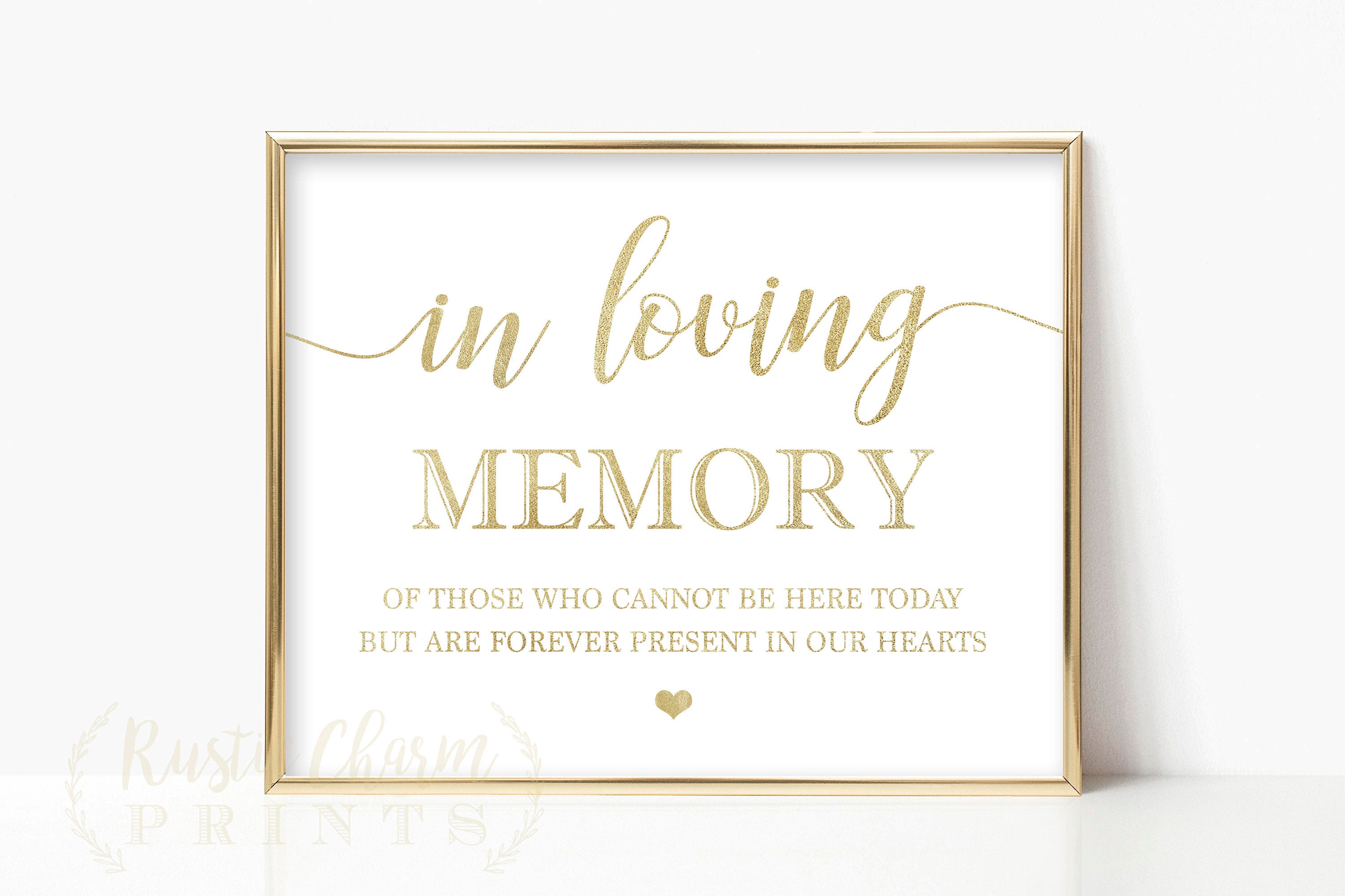 PRINTABLE In Loving Memory Gold Foil Glitter Family Friends | Etsy