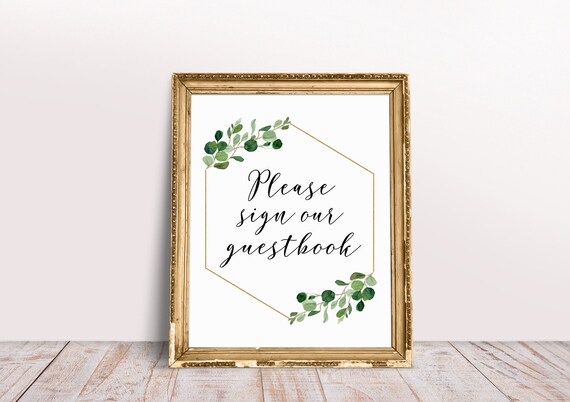 Printable Please Sign Our Guestbook Wedding Reception Gold Etsy