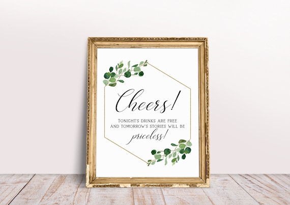 Printable Cheers Open Bar Wedding Reception Alcohol Bar Sign Etsy