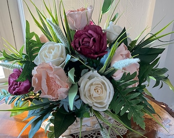 Farmhouse Sola Wood Flower Arrangement, Birch Box Centerpiece