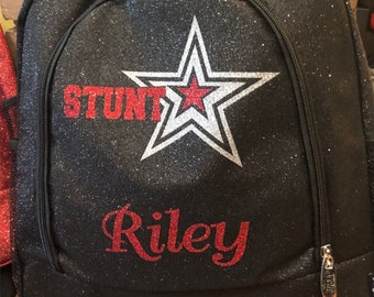 Personalized Black Glitter Backpack: Cheer, Dance, Gymnastics