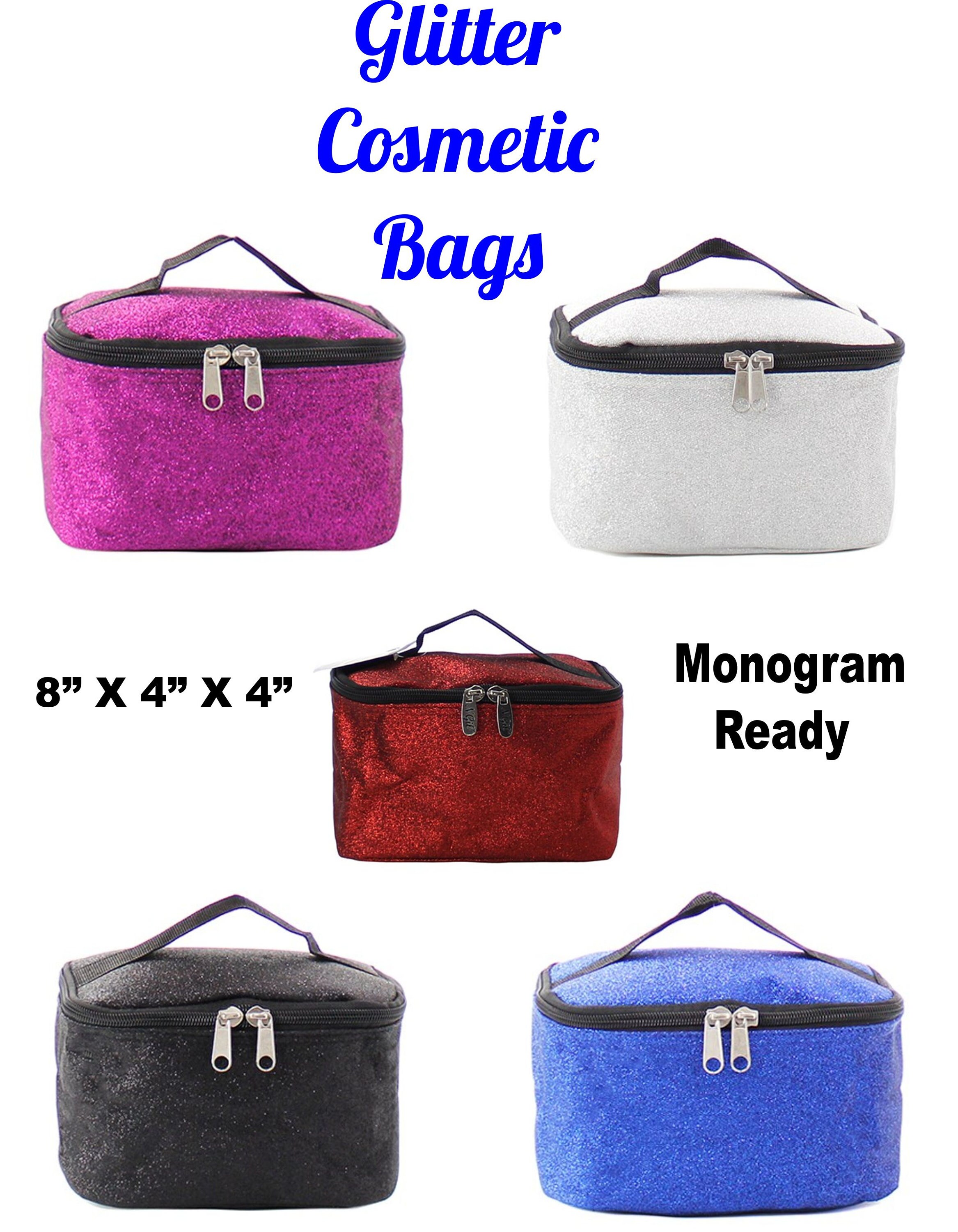 Silver Glitter Cosmetic Bag Glitter Make up Bag Cheer Etsy