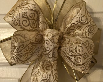 Elegant Gold Bow, Royalty Sparkle, Glam Gold Glitter