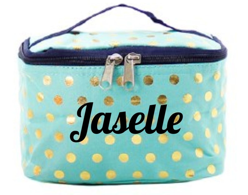Gold Metallic Polka Dot Mint Cosmetic Bag Make Etsy