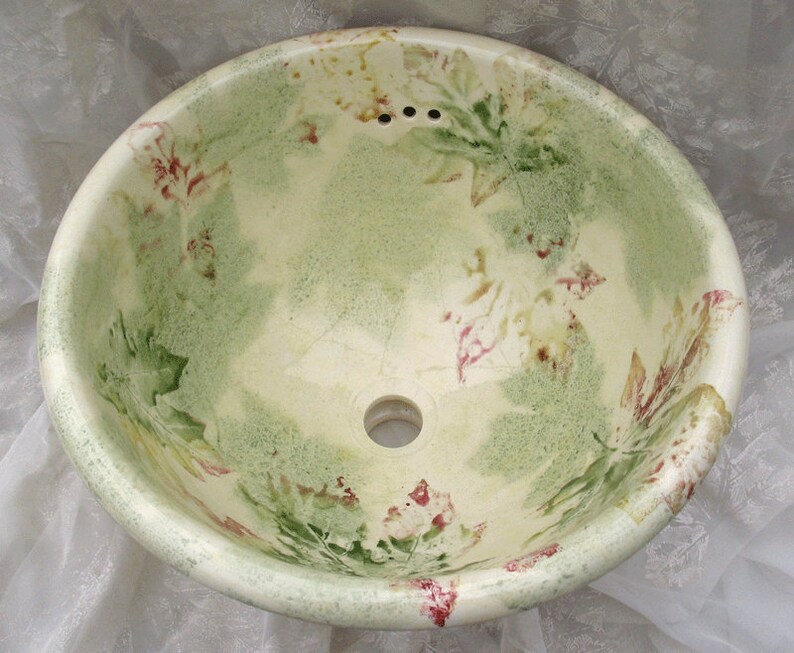 Hand Painted Ceramic Sink with Maple Leaf Printed Design Etsy