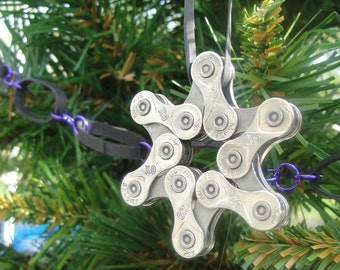 Bicycle Chain Ornament: Snowflake or Star of David