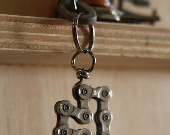 Bicycle Chain Keychain: Heart, Triangle, Cross, Star, (4-Point, 5-Point, or 6-Point), or Crescent Shaped