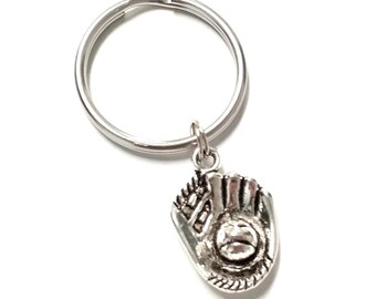 Baseball Charm Key Chain, Softball Pendant Key Ring, Catcher&#39;s Mitt Glove, Athletic Sports Keyring, Player and Coach Gifts, Car Accessory