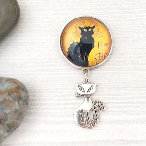 Le Chat Noir Magnete per Frigorifero e Mobiletto per Classificazione in Metallo, Accessori per Lavagna Bianca e Nera Paris Cabaret in Arancione e Nero, Regalo per Lavagna
