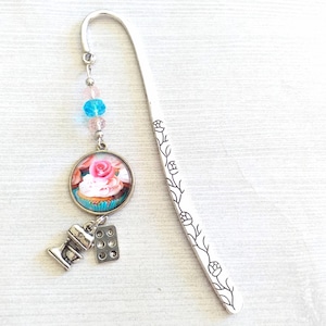 Cupcake Metal Bookmark, Baking Appliances Book Jewelry for Bakers and Cooks, Muffin Tray and Recipe Mixer Machine Charms Beaded Page Marker